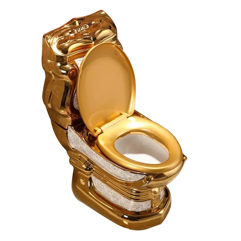 Modernmeuble salle de bain wc set bathroom two pieces sanitary ware gold color toilet washdown siphonic dual gold toilet seat