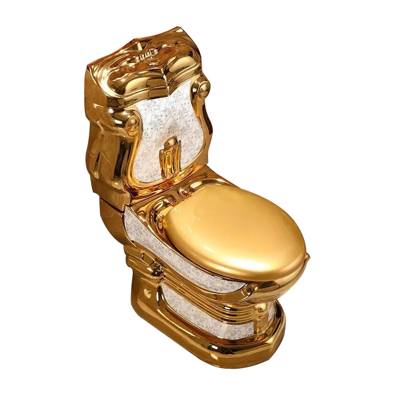 Modernmeuble salle de bain wc set bathroom two pieces sanitary ware gold color toilet washdown siphonic dual gold toilet seat