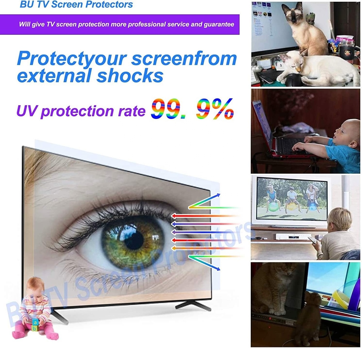 Hot sale anti blue light anti scratch acrylic glass tv screen protector 50 inch tv