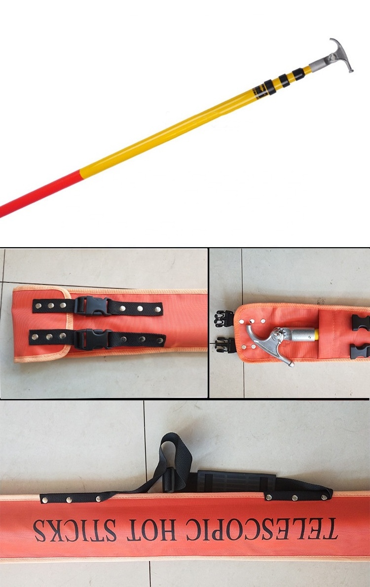 High voltage electric fiberglass triangular telescopic hot stick with insulation telescoping for electrical power 8' 40ft 8m 12m