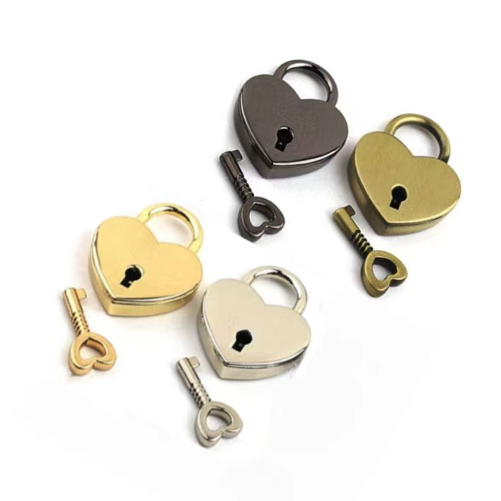 Small Metal Heart Shaped Padlock Mini Lock With Key For Jewelry Box Storage Box Diary Book