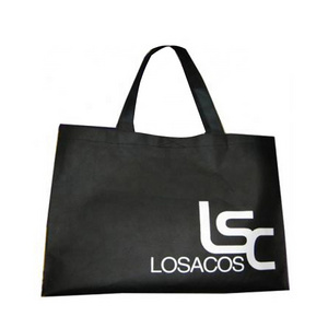 Foldable Black Color Non Woven Custom Logo White Printing Shopping Bags