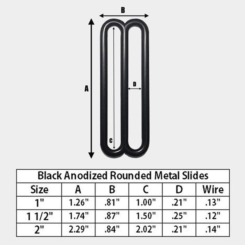 10 pcs Black Metal Rounded Tri-glide Slides Buckle For Bag Straps