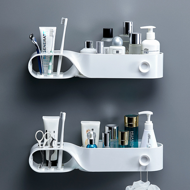 Wall Mounted Toothbrush Holders Automatic Toothpaste Dispenser Set for Bathrooms Bathroom Organizer Holder with Cosmetic Drawer