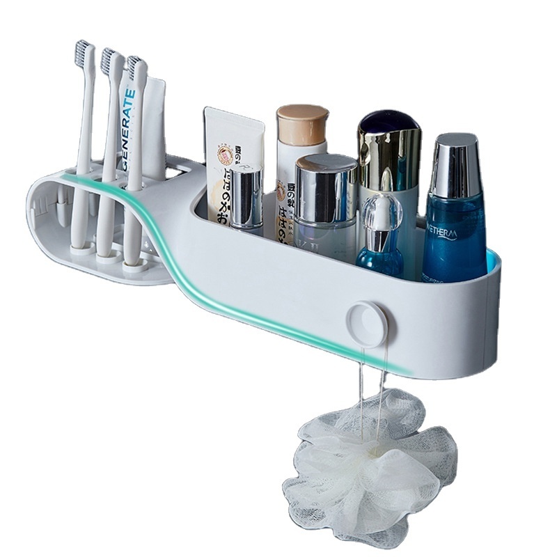 Wall Mounted Toothbrush Holders Automatic Toothpaste Dispenser Set for Bathrooms Bathroom Organizer Holder with Cosmetic Drawer