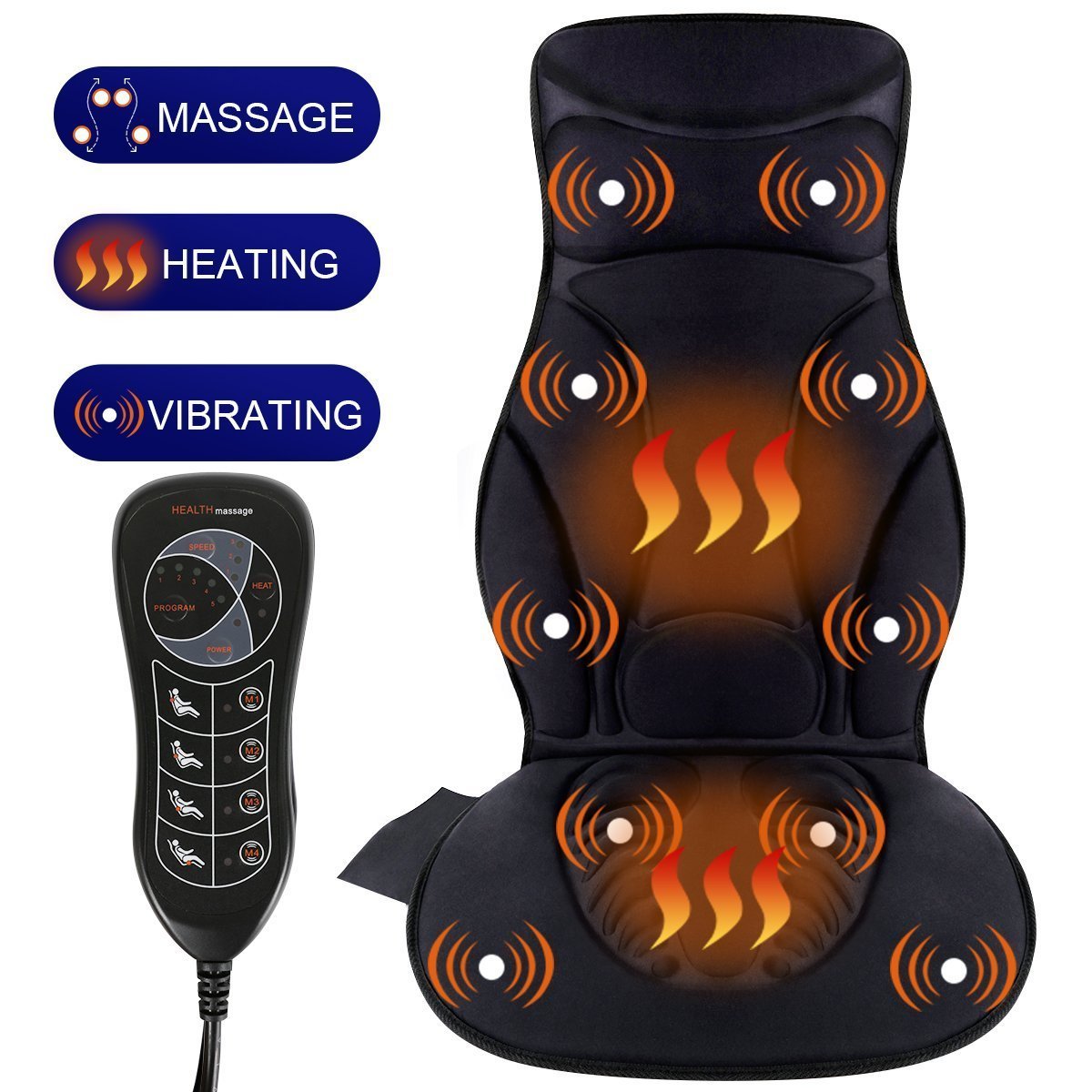 CAR Back Massage Seat Cushion with Heat for Chair heated car cushion Heated Chair Pad