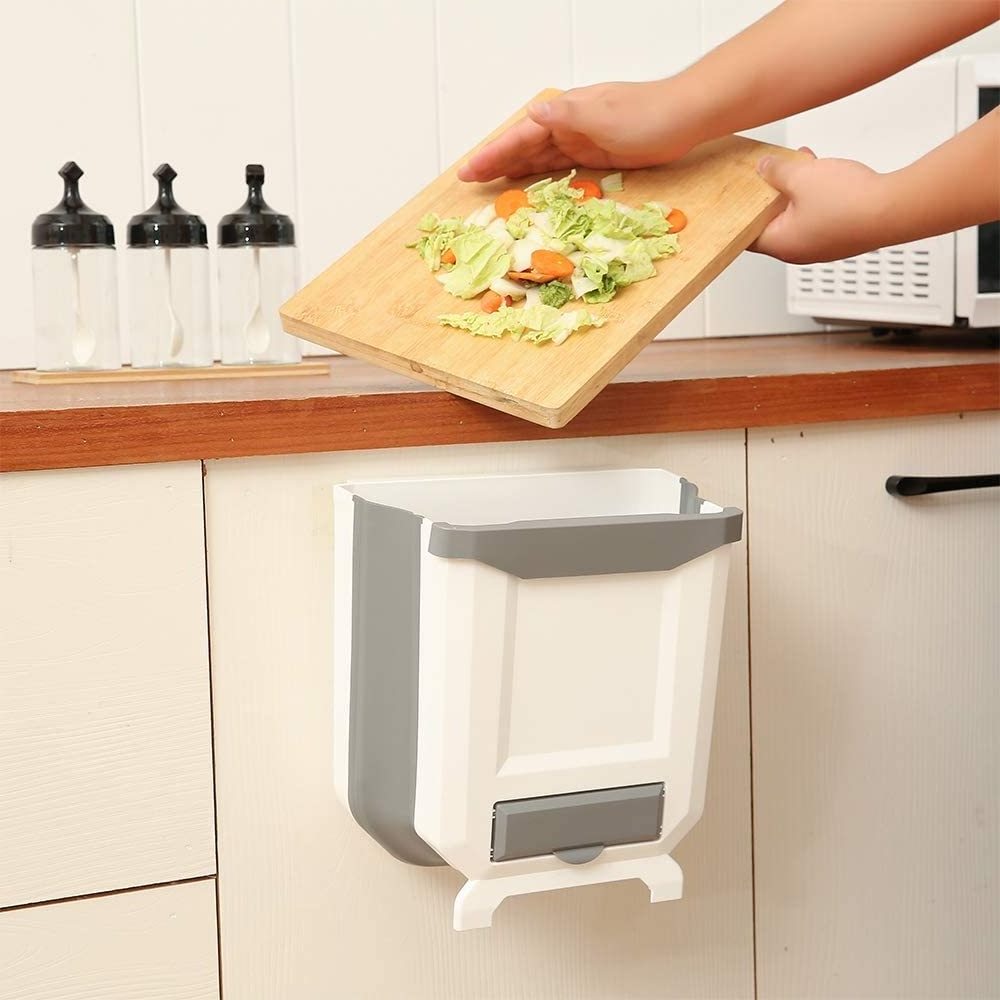 Gallon Kitchen Compost Bin for Counter Top or Under Sink Hanging Small Trash Can  for Cupboard/Bathroom