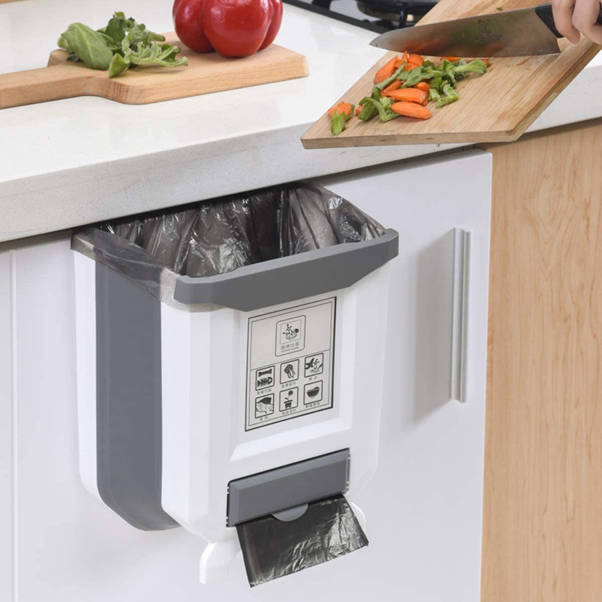 Gallon Kitchen Compost Bin for Counter Top or Under Sink Hanging Small Trash Can  for Cupboard/Bathroom