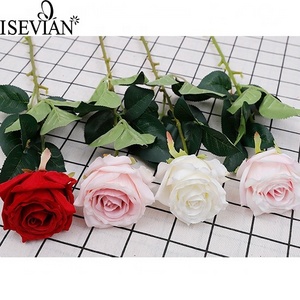 ISEVIAN White and pink and red artificial flowers romantic gifts silk single stem roses for wedding party