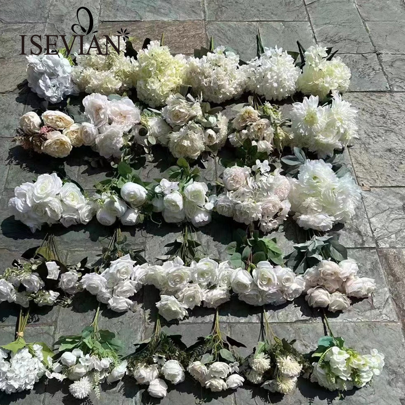 ISEVIAN Wholesale Artificial Roses Silk Wedding Decoration flowers White Flowers