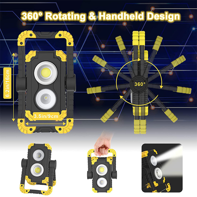 Rechargeable Work Light 1500 Lumen COB LED Work Light 360 Rotating Mechanic Led Work Light For Inspection