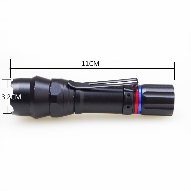 Zoomable RGBW Multi Color 3 Color in 1 White Blue Red LED Torch Light Flashlight