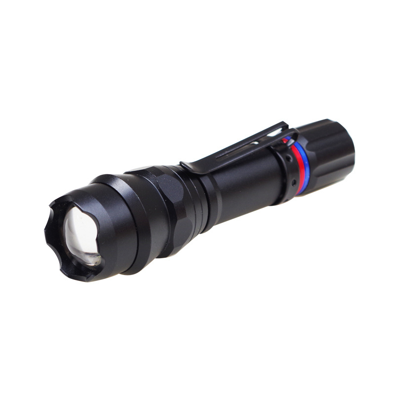 Zoomable RGBW Multi Color 3 Color in 1 White Blue Red LED Torch Light Flashlight