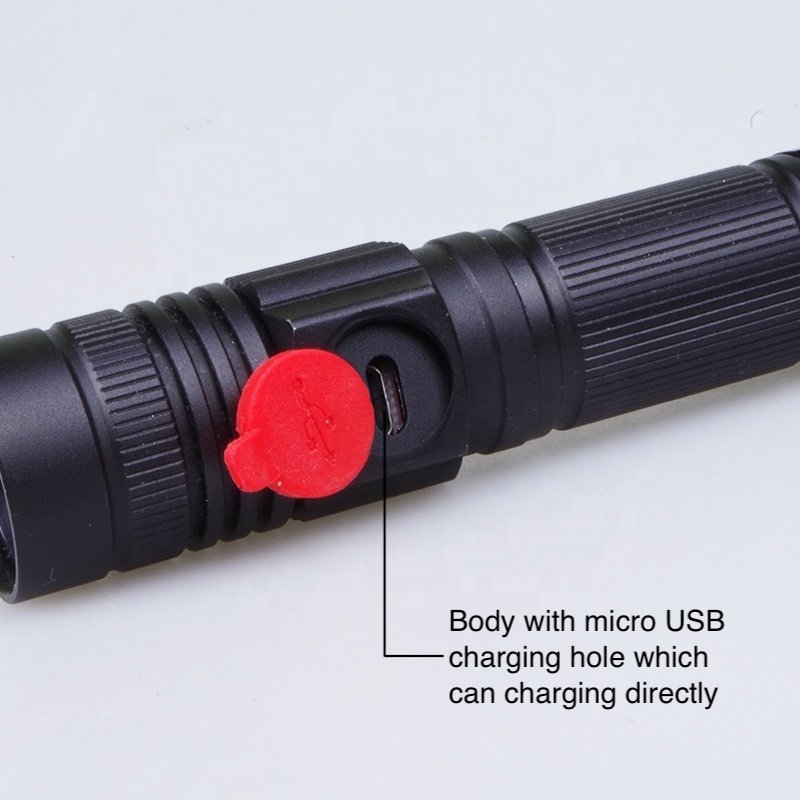 Portable High Power Rechargeable USB Zoom Directly Charging Torch Light LED Flashlight