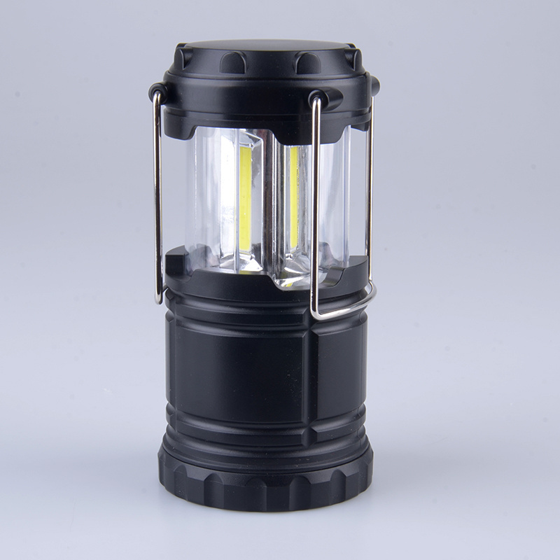 Promotional Portable Outdoor Folding 3W 300Lm Tent Hanging Lamp Mini Cob Battery Camping Lantern Saving Emergency Light