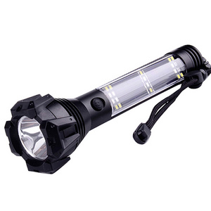 Handheld Solar Powered Tactical Flashlights USB Rechargeable Waterproof Car LED Flash Light For Emergency