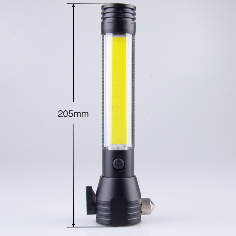 Hot Sale Portable Multi-functional Working Torch Rechargeable Strong Magnet With Safety Hammer Flashlight