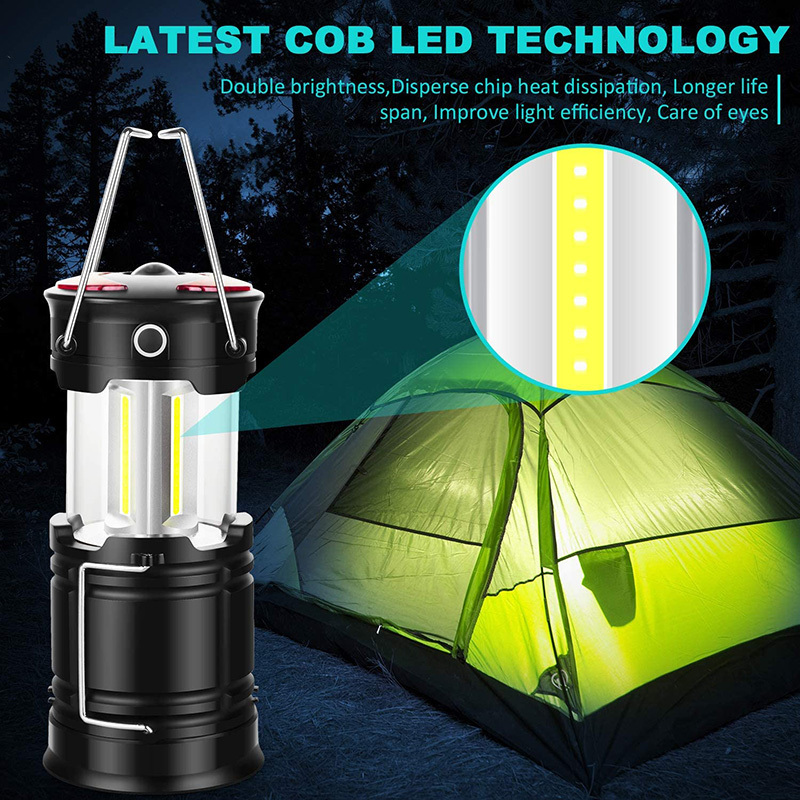 Collapsible 360 Illumination COB Rechargeable Extendiable Led Camping Lantern For Hurricanes Outages