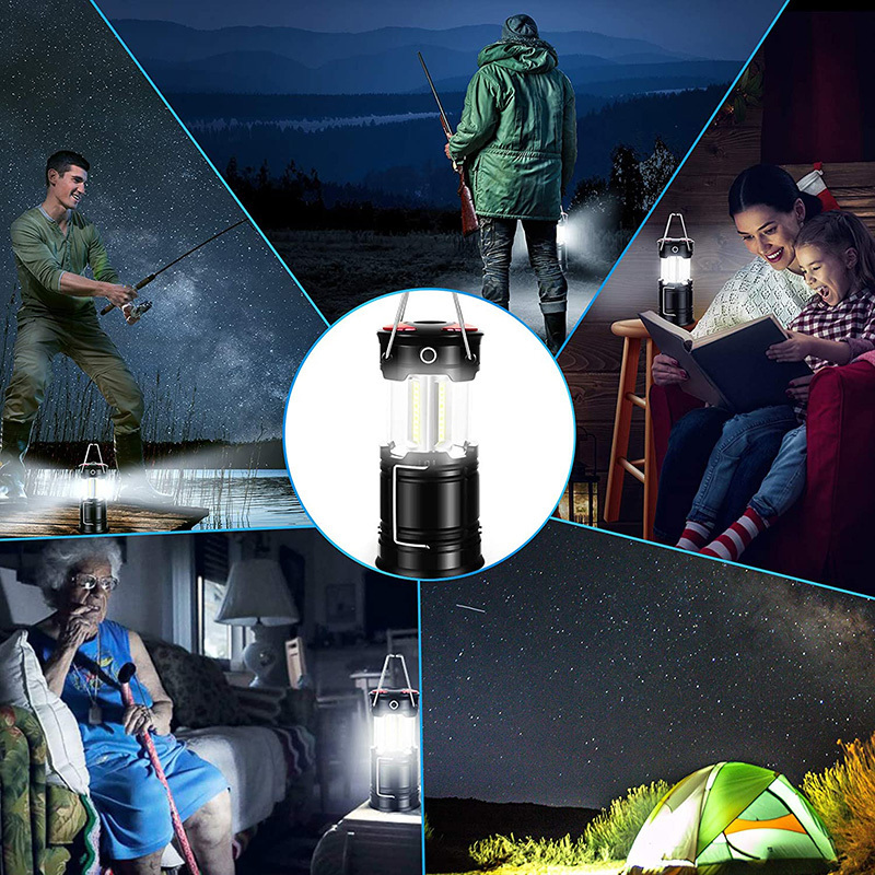 Collapsible 360 Illumination COB Rechargeable Extendiable Led Camping Lantern For Hurricanes Outages