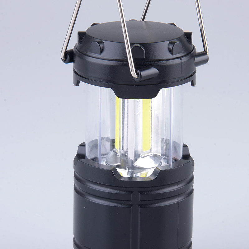 Promotional Portable Outdoor Folding 3W 300Lm Tent Hanging Lamp Mini Cob Battery Camping Lantern Saving Emergency Light