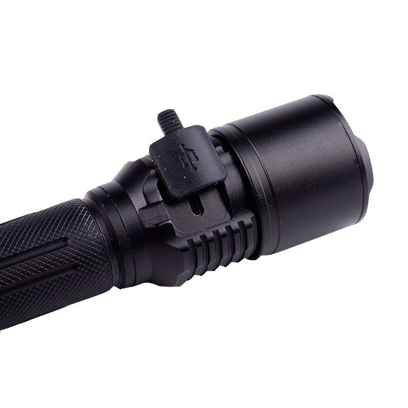 Customized Logo Micro USB Rechargeable Led Torch Light 1200 Lumen Super Bright Zoom Led Tactical Flashlight