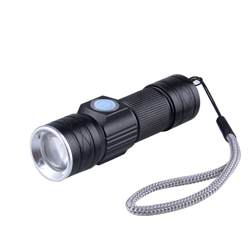 Factory Hot Selling Built-in Battery Zoom Pocket Rechargeable Magnetic Led Flashlight With USB Charger