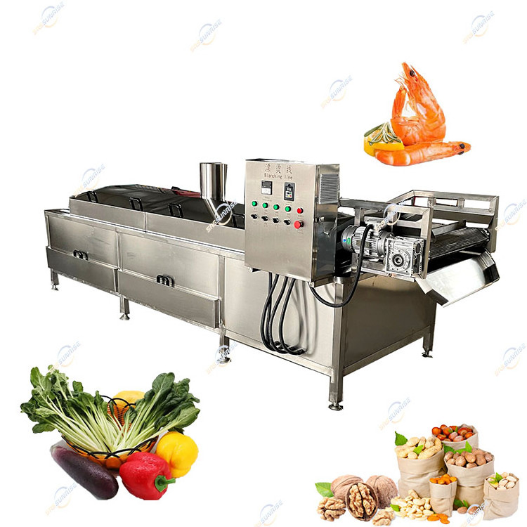 Commercial Steam Gas Electric Continuous Fruit Vegetable Meat Cooking Blancher Blanching Machine