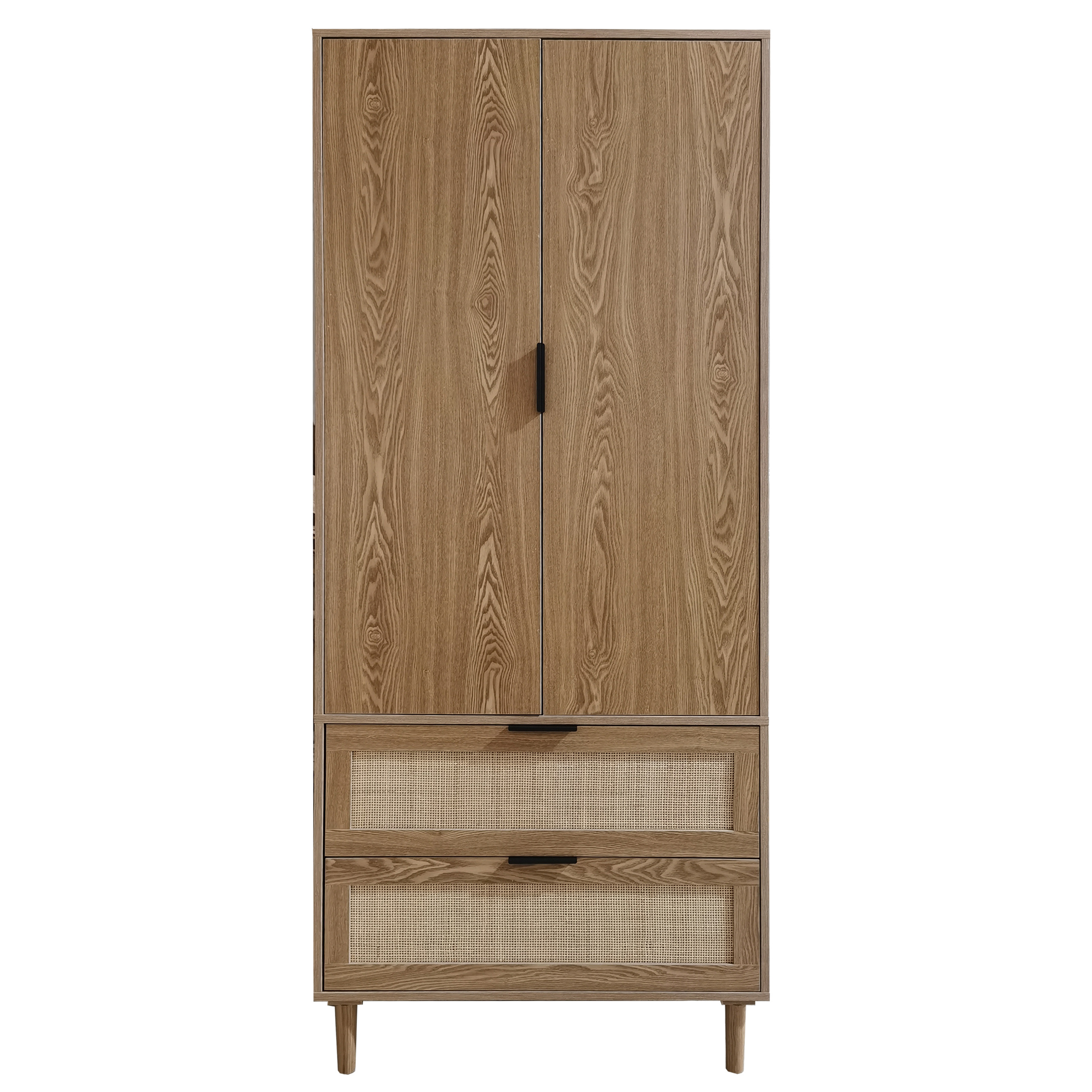 Bedroom Furniture 2 Open Door 2 Drawer Model Design  Wooden Clothing Armoire Wardrobe For Clothes Storage