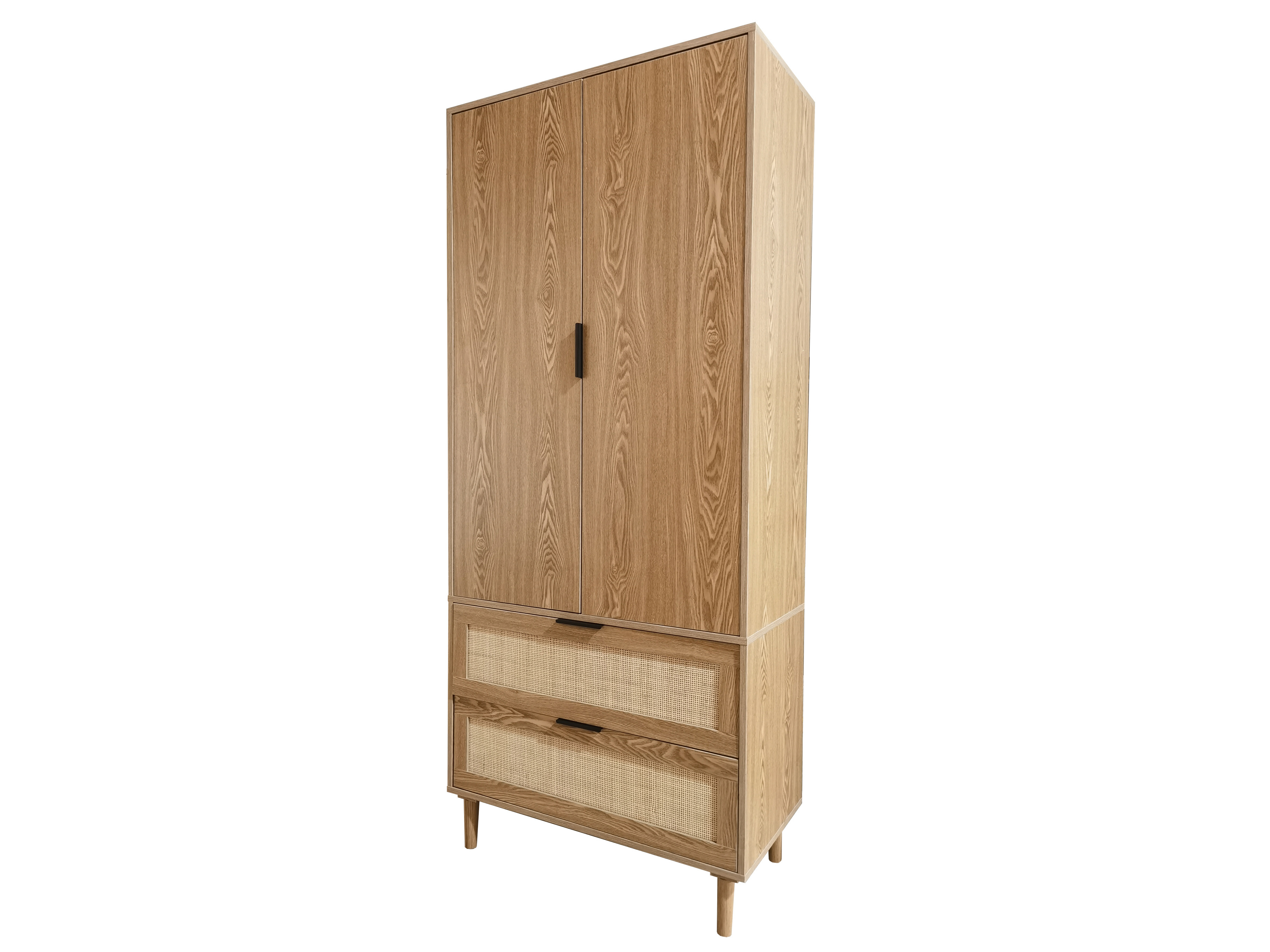 Bedroom Furniture 2 Open Door 2 Drawer Model Design  Wooden Clothing Armoire Wardrobe For Clothes Storage