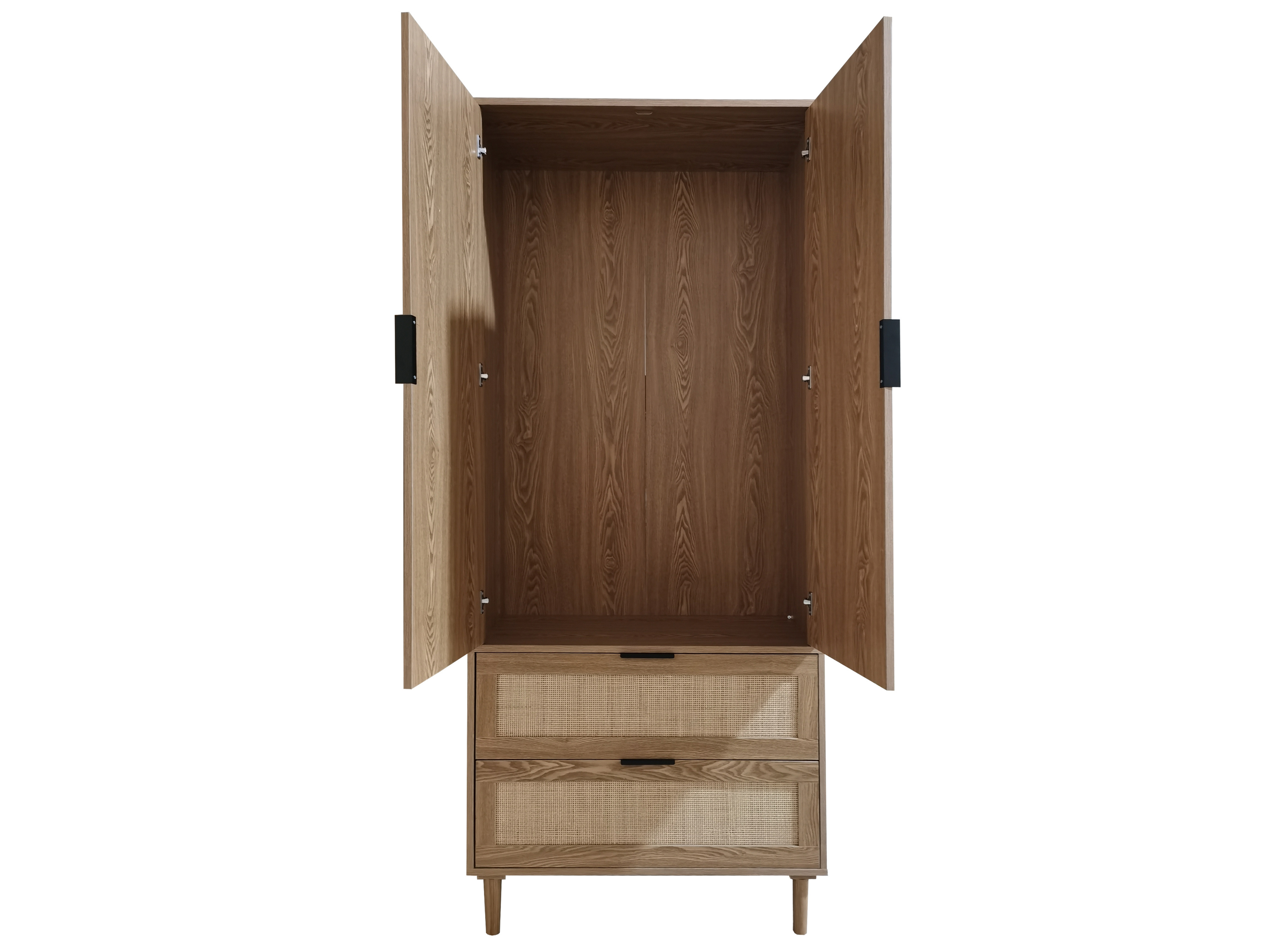 Bedroom Furniture 2 Open Door 2 Drawer Model Design  Wooden Clothing Armoire Wardrobe For Clothes Storage