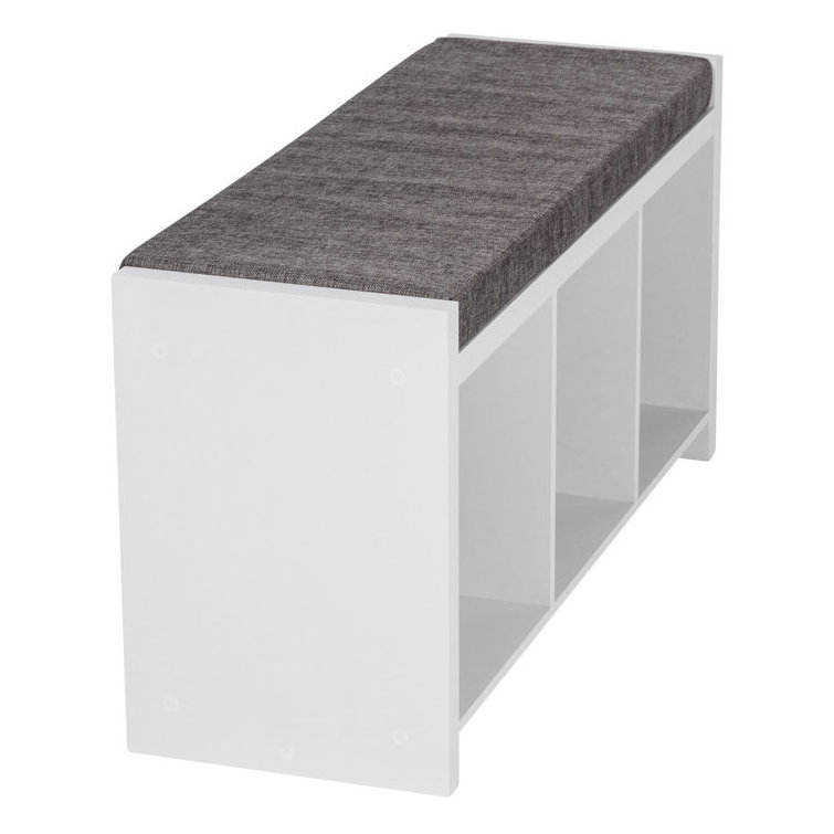 White Simple Design Shoe Cabinet Padded Seat Cushion Shoe Storage Cabinet 3 Space Shoe Storage Bench