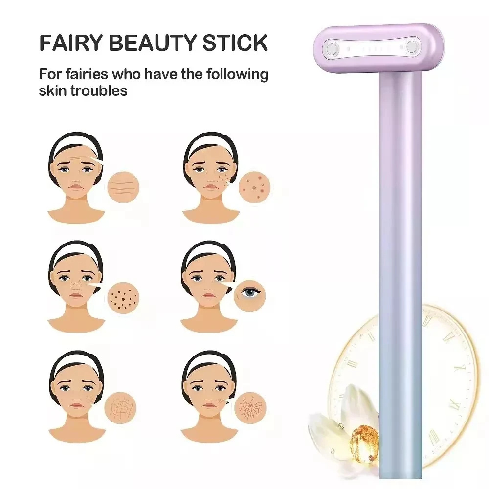 4 in 1 Skincare Wand Facial Massage Eye Beauty Wand Massager with Red Light Therapy