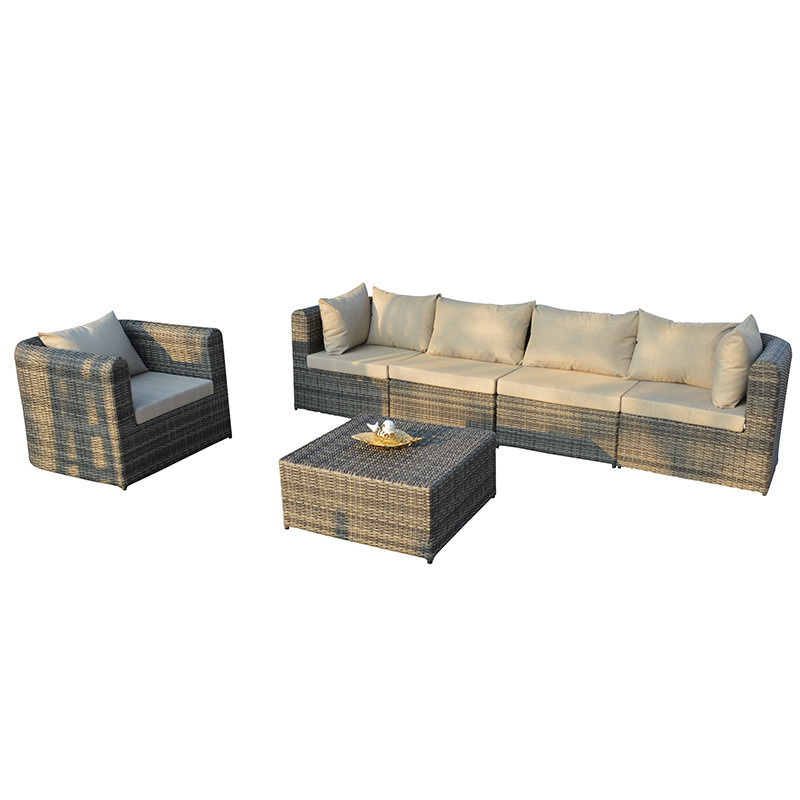 L shaped modular outdoor low seat sofa set 8 pieces sectional garden leisure sofa seating with table set