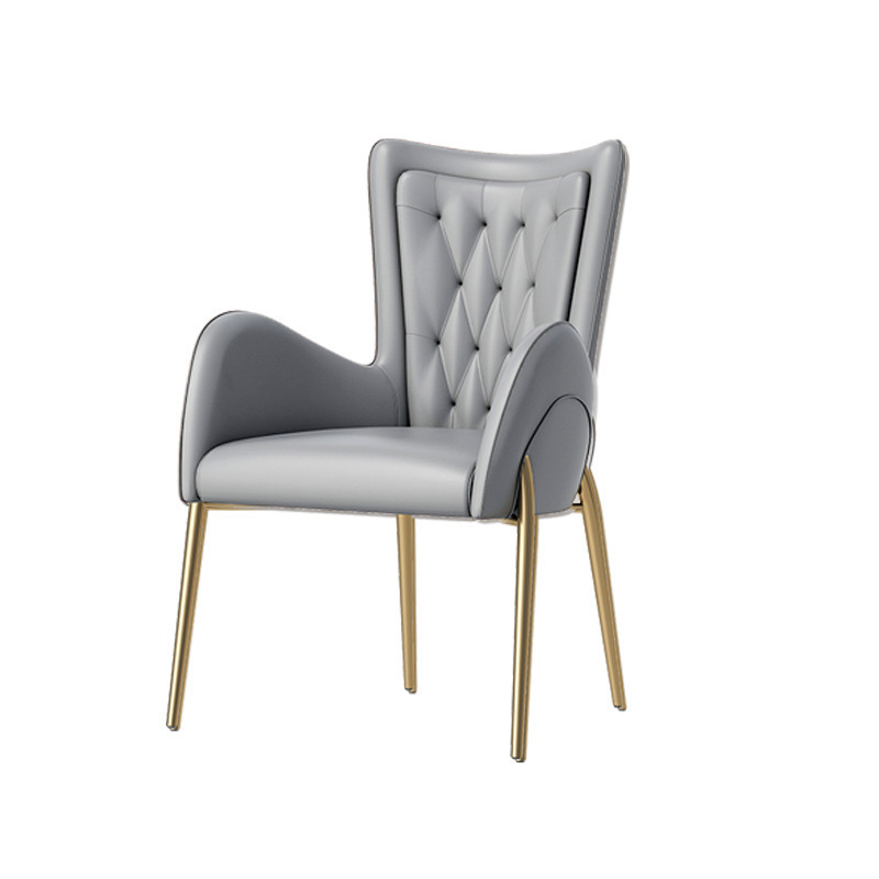 Luxury Leather Dining Chair Living Room Upholstery Arm Chair Dining Wholesale with Gold Stainless Steel Legs