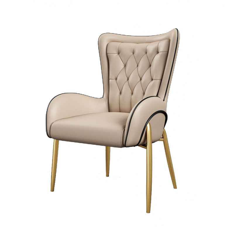 Luxury Leather Dining Chair Living Room Upholstery Arm Chair Dining Wholesale with Gold Stainless Steel Legs