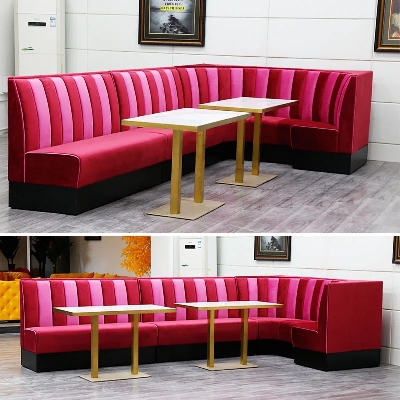 Bespoke Hotel Restaurant Bar Furniture Square Wooden Corner Booth Sofa In Leather Night Club Sofa