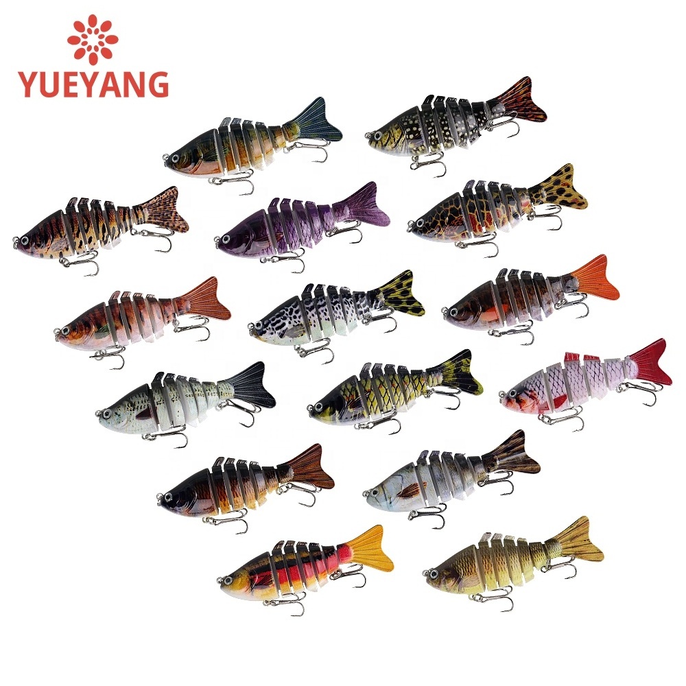 YUEYANG Wholesale 9.8cm 20g 3D Printing Multi 7 Sections Jointed Minnow Fishing Lures for Bass Pike Crappie artificial bait