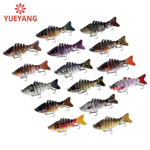 YUEYANG Wholesale 9.8cm 20g 3D Printing Multi 7 Sections Jointed Minnow Fishing Lures for Bass Pike Crappie artificial bait