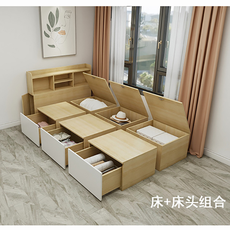 combined bed for Small family Japanese tatami storage bed 1.2m single floor bed