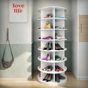 SG-LL50  wooden 7 Open tier Rotation Shoe Rack