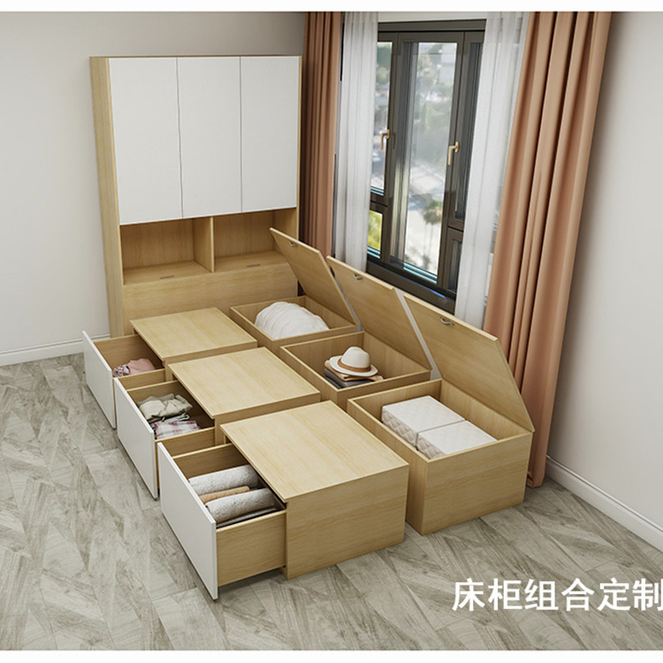 combined bed for Small family Japanese tatami storage bed 1.2m single floor bed