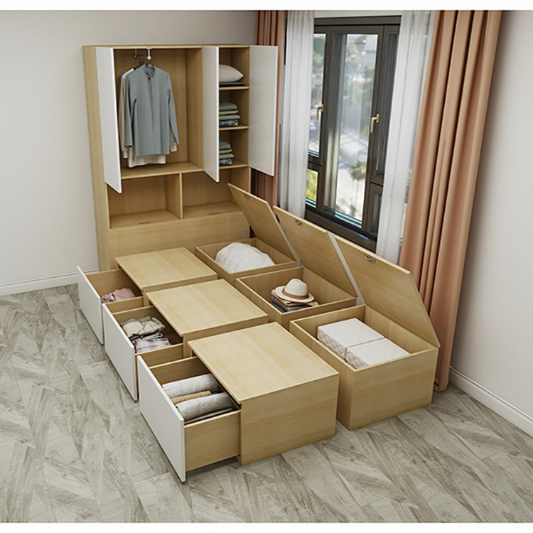 combined bed for Small family Japanese tatami storage bed 1.2m single floor bed