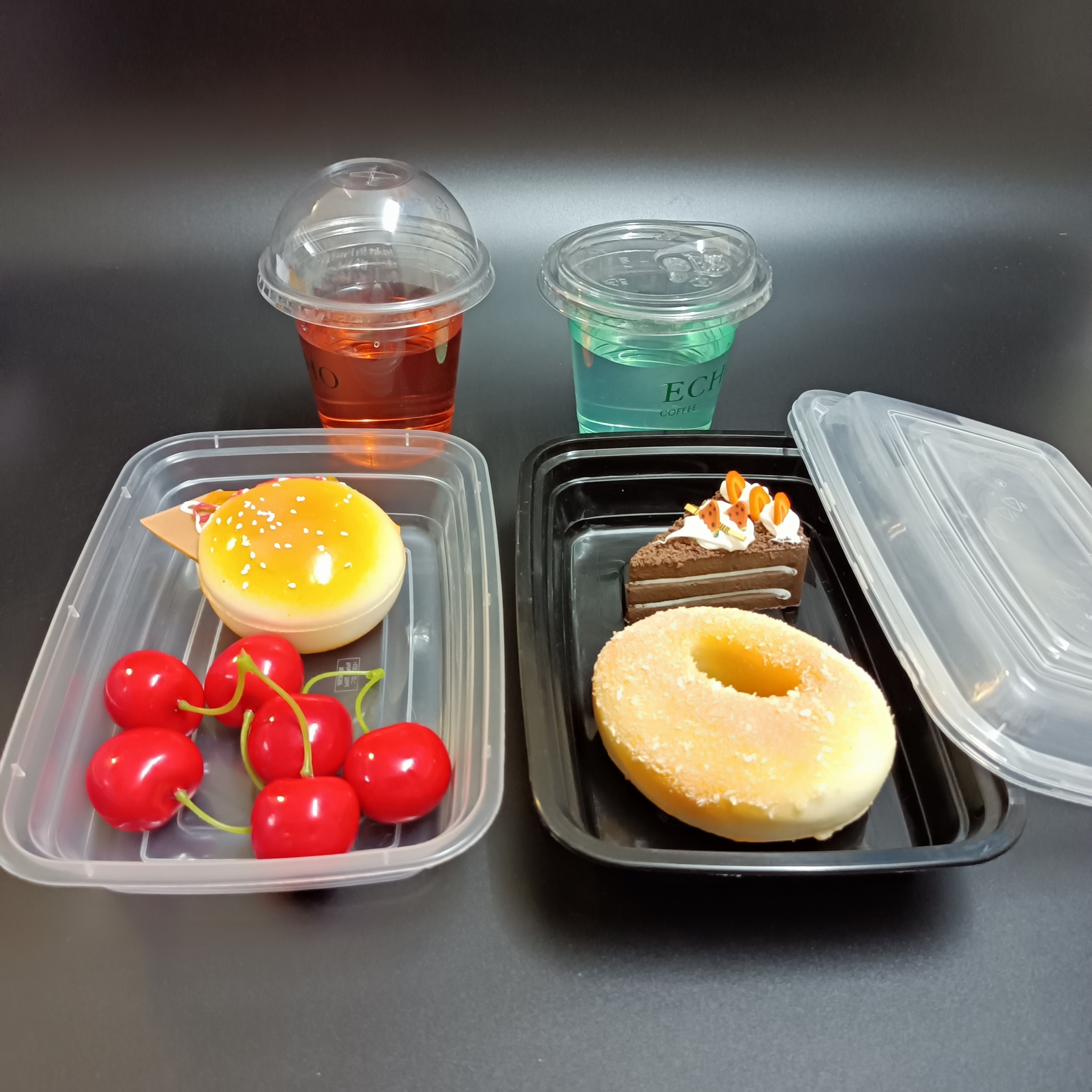 SP1561 bento lunch box clear plastic boxes custom PP fruit salad container with lids for Food Takeaway