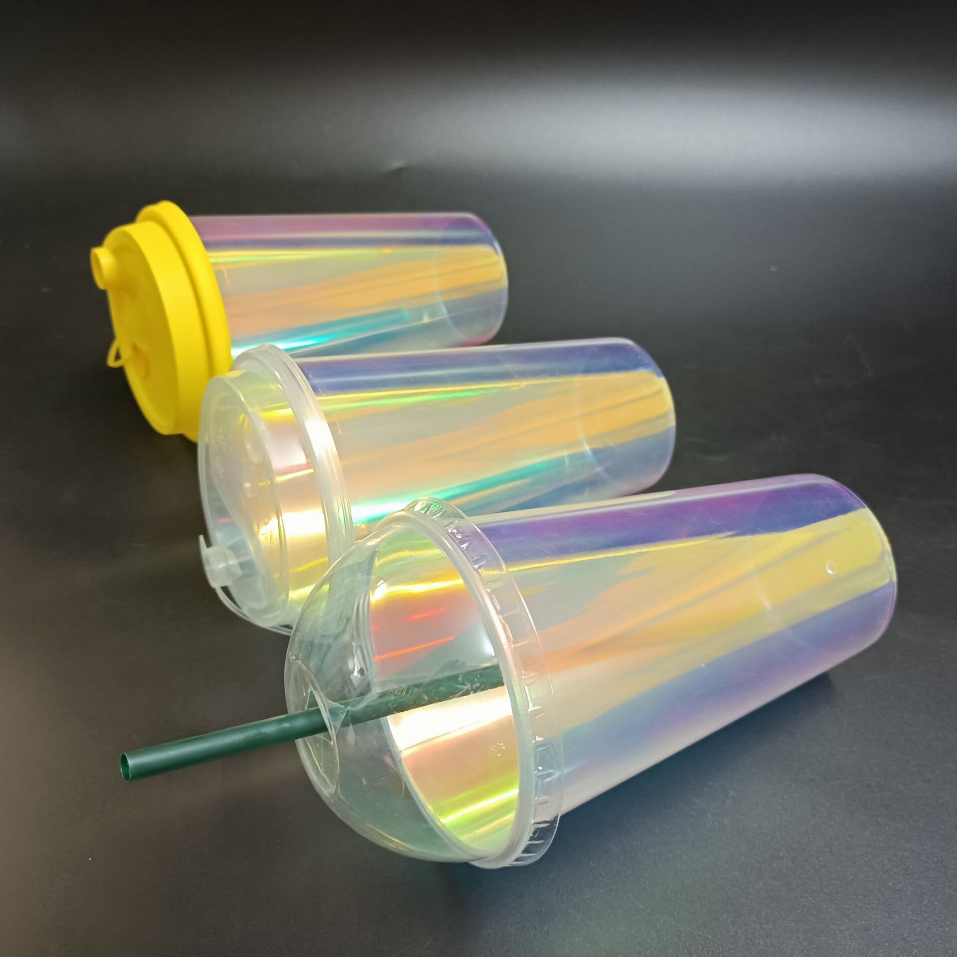 SP2687 Wholesale disposable recyclable high quality pp plastic rainbow cup.