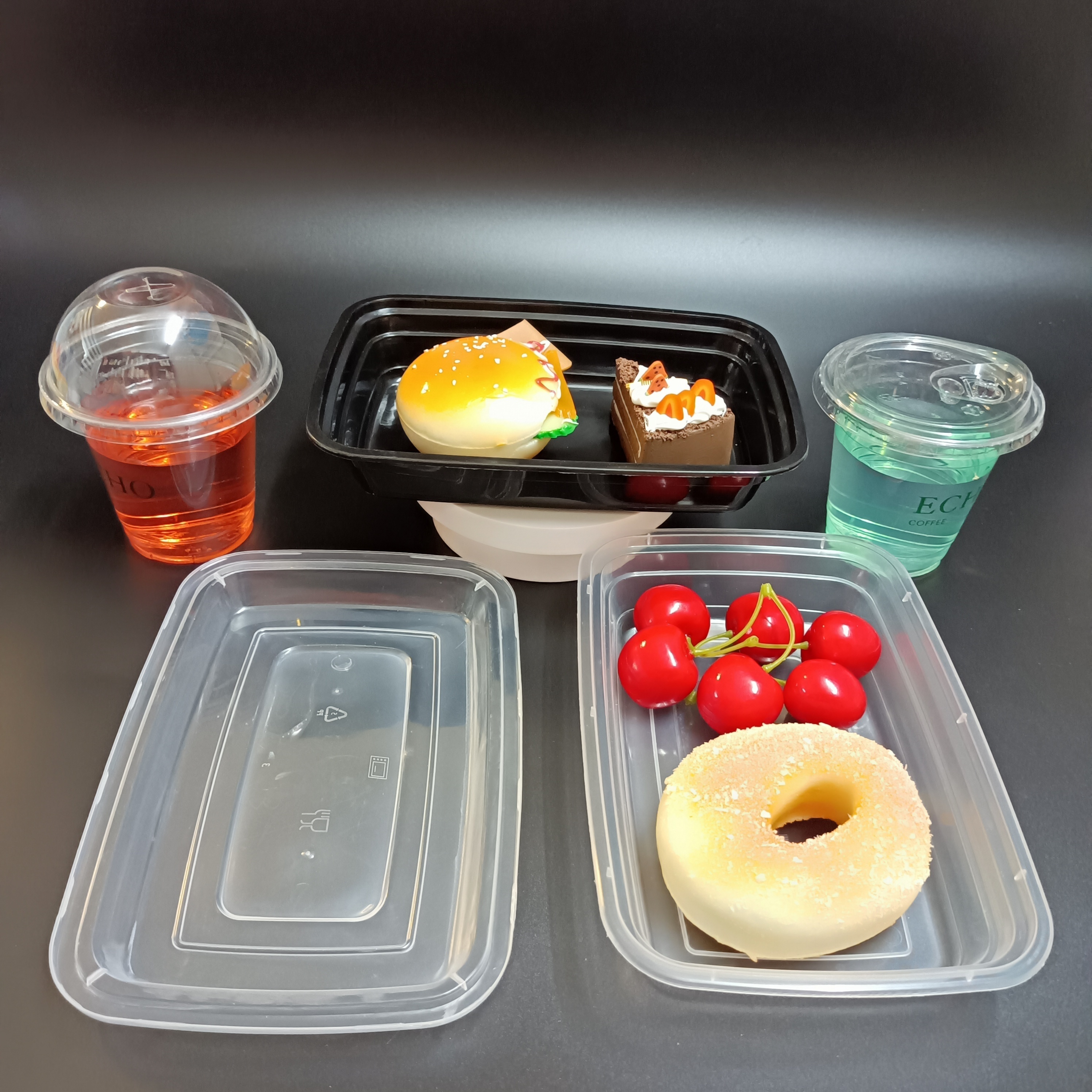 SP1561 bento lunch box clear plastic boxes custom PP fruit salad container with lids for Food Takeaway