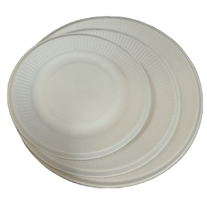 SP1636 100% Sugarcane Fiber Compostable Disposable Round plate for Pizza Eco Paper Plates  6" 8" 10" inch