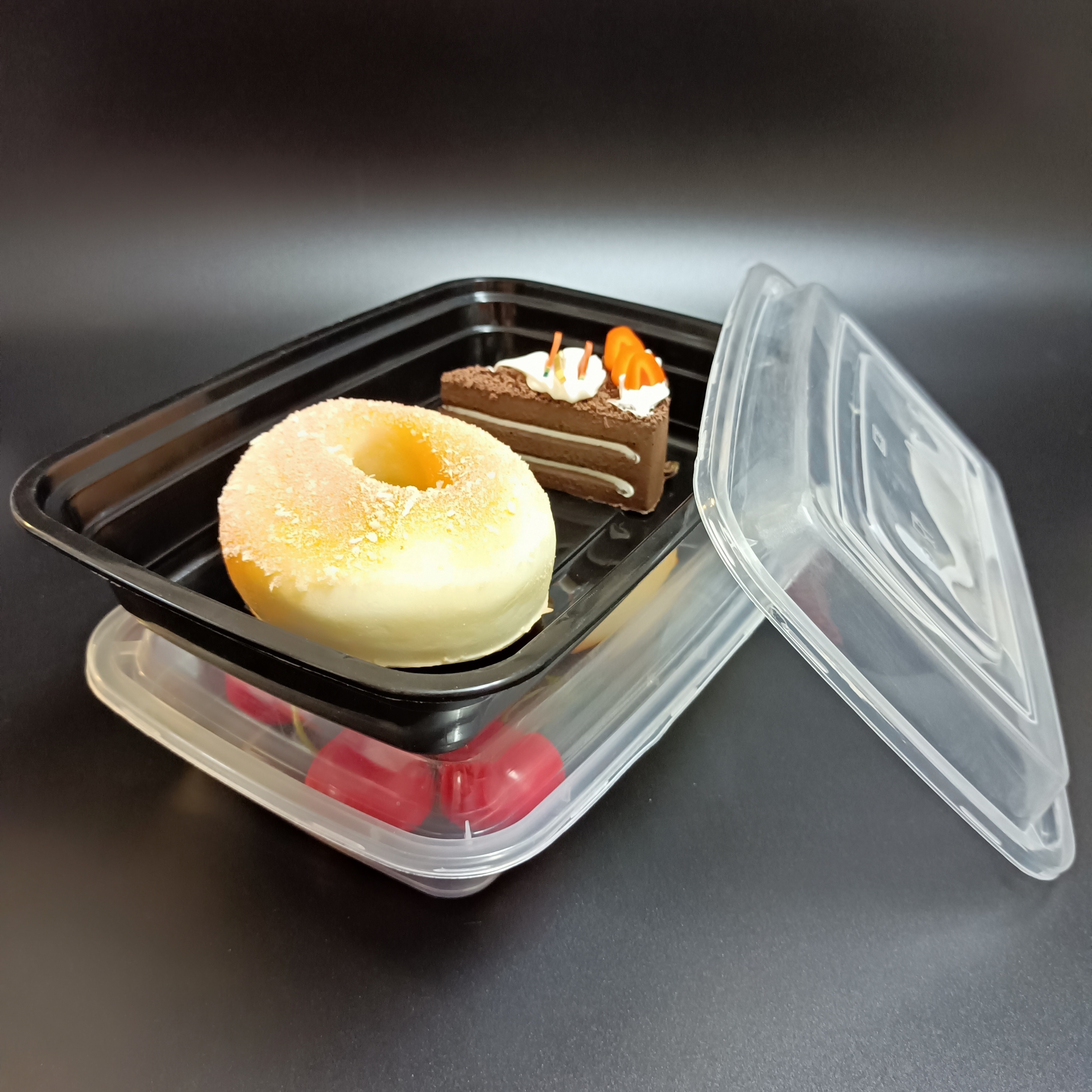 SP1561 bento lunch box clear plastic boxes custom PP fruit salad container with lids for Food Takeaway