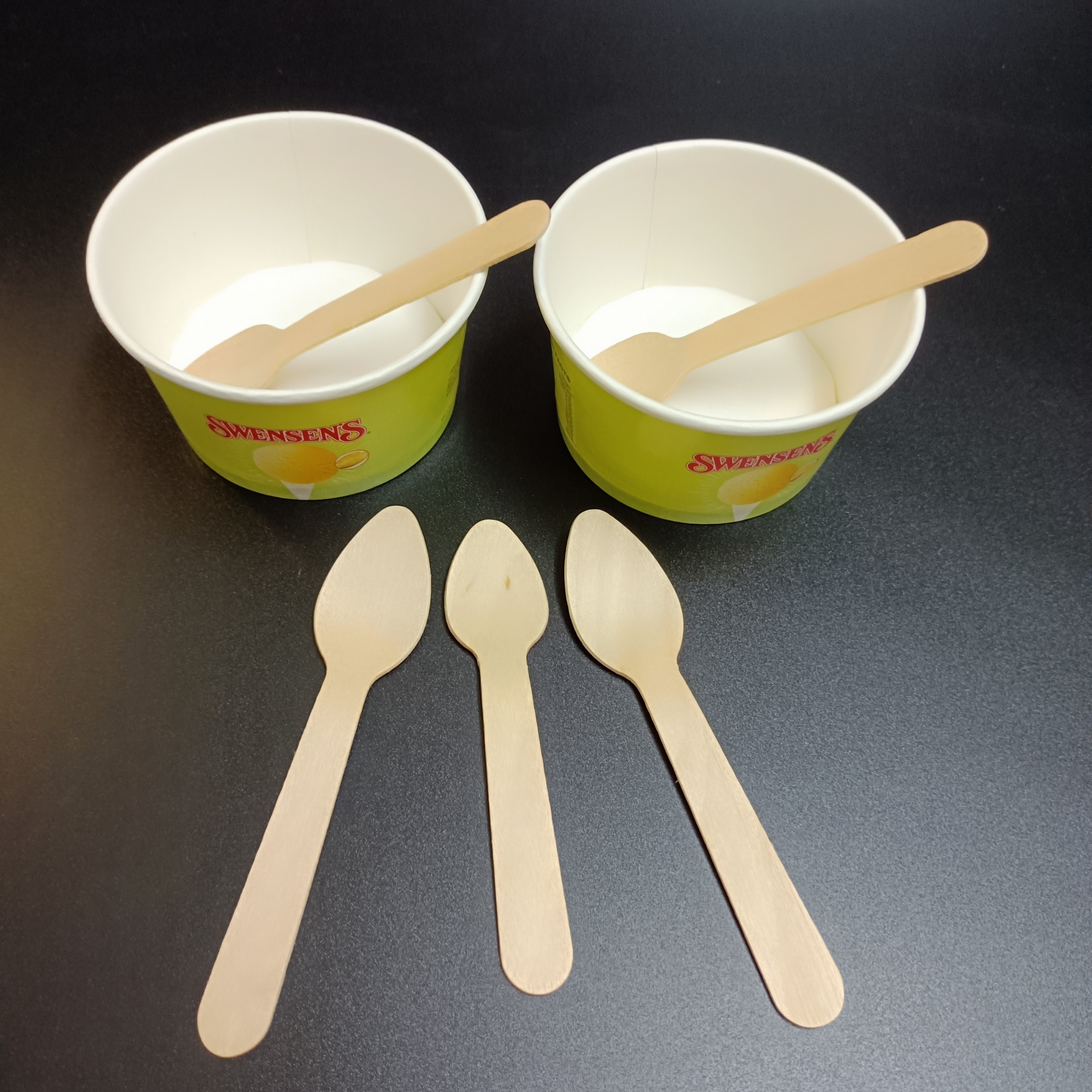 SP1612 Mini Wooden Spoon 95mm disposable Cutlery plain Birch scoop Custom Printed For Coffee Ice Cream