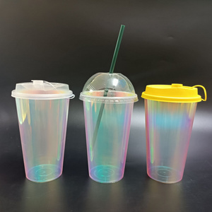 SP2687 Wholesale disposable recyclable high quality pp plastic rainbow cup.