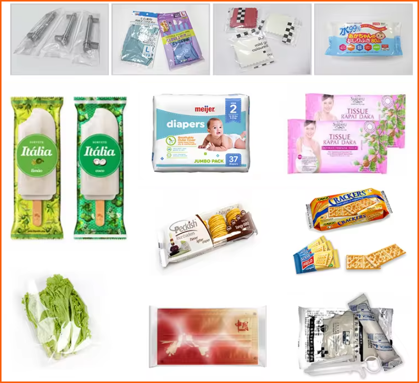 Multi-Function clothes folded Flow pillow Packaging Machines disposable baby diaper Spoon Paper Towel cotton bag packing machine